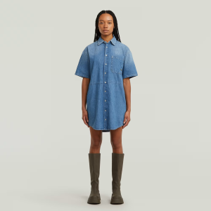 Relaxed Drawcord Dress - Medium blue - Women, Dresses, G-Star RAW catalog