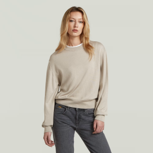 Rib Knit Sweat Pullover - Beige - Women, Knitwear, G-Star RAW catalog