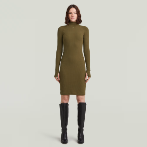 Rib Slim Dress - Green - Women, Dresses, G-Star RAW catalog