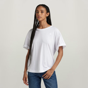 Rolled Up Sleeve Boyfriend Top - White - Women, T-Shirts, G-Star RAW catalog