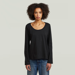 Scoop Neck Long Sleeve T-Shirt - Black - Women, T-Shirts, G-Star RAW catalog