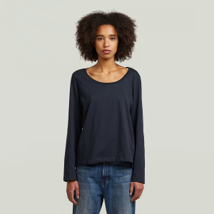Scoop Neck Long Sleeve T-Shirt - Dark blue - Women, T-Shirts, G-Star RAW catalog