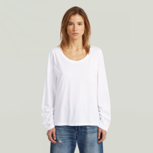 Scoop Neck Long Sleeve T-Shirt - White - Women, T-Shirts, G-Star RAW catalog