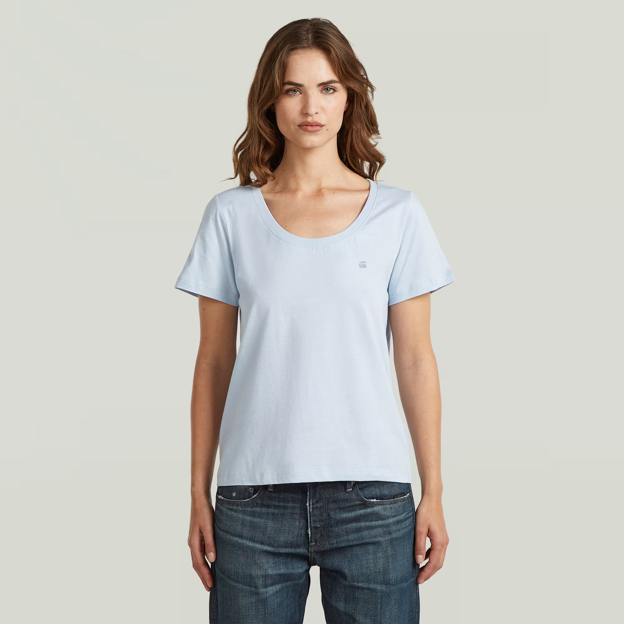 Scoop Neck T-Shirt - Light blue - Women, T-Shirts, G-Star RAW catalog