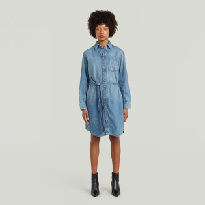 Shirt Dress Belt - Medium blue - Women, Dresses, G-Star RAW catalog