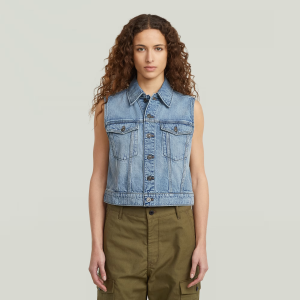 Shrunken Denim Vest - Light blue - Women, Jackets and Blazers, G-Star RAW catalog