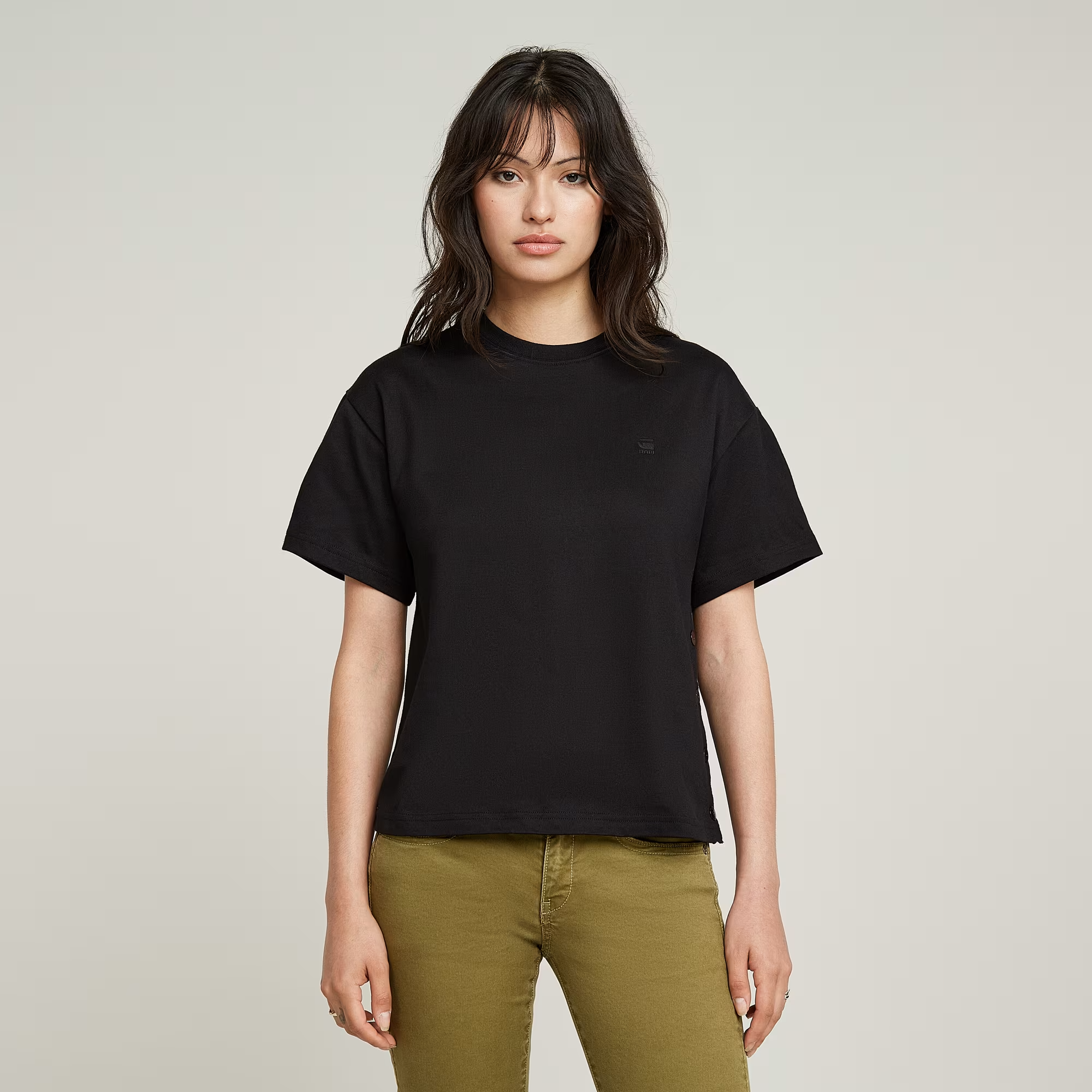 Side Buttons Relaxed Top - Black - Women, T-Shirts, G-Star RAW catalog