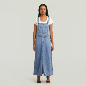 Skater Maxi Dungaree Dress - Medium blue - Women, Dresses, G-Star RAW catalog