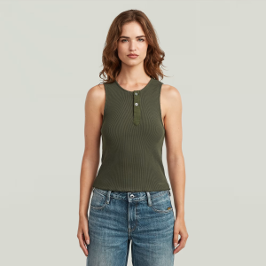 Slim Henley Tank T-Shirt - Grey - Women, T-Shirts, G-Star RAW catalog