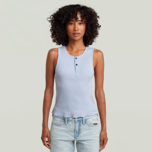 Slim Henley Tank T-Shirt - Light blue - Women, T-Shirts, G-Star RAW catalog