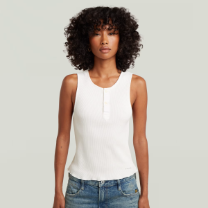 Slim Henley Tank T-Shirt - White - Women, T-Shirts, G-Star RAW catalog