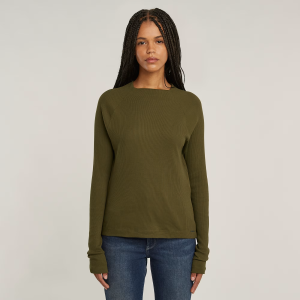 Slim Rib Mock Top - Green - Women, T-Shirts, G-Star RAW catalog