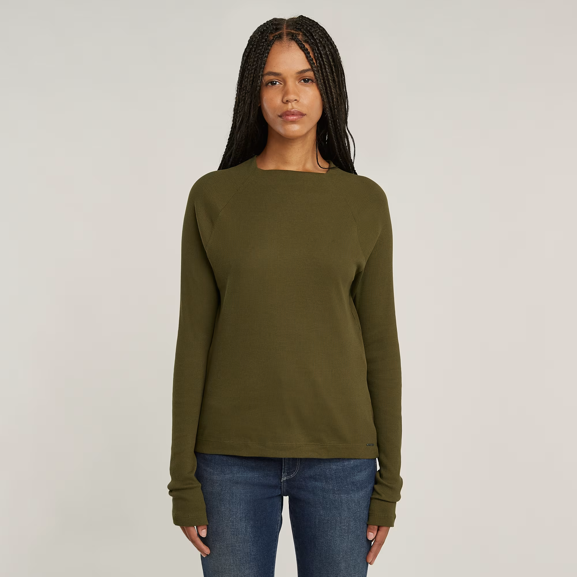 Slim Rib Mock Top - Green - Women, T-Shirts, G-Star RAW catalog