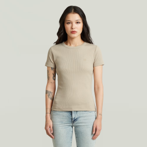 Slim Rib T-Shirt - Beige - Women, T-Shirts, G-Star RAW catalog