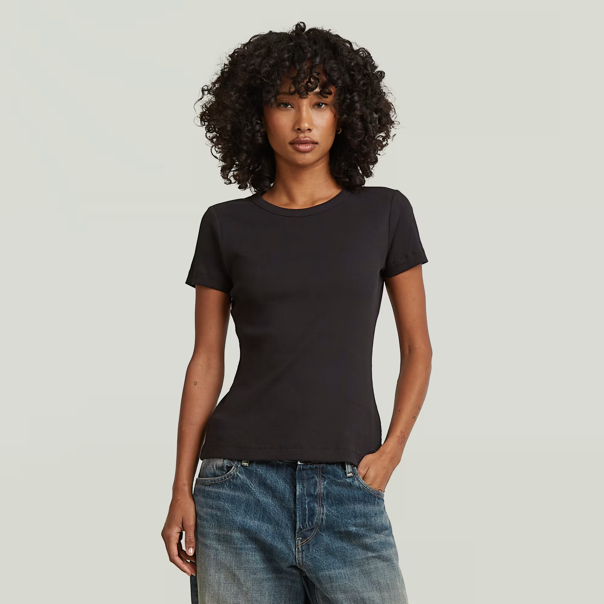 Slim Rib T-Shirt - Black - Women, T-Shirts, G-Star RAW catalog