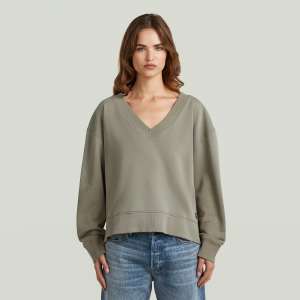 Sunfaded V-Neck Loose Sweater - Brown - Women, Sweatshirts-Hoodies, G-Star RAW catalog