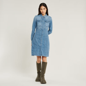 Tacoma Slim Flare Dress - Medium blue - Women, Dresses, G-Star RAW catalog