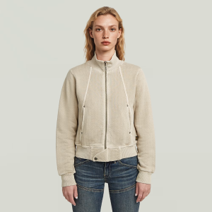 Track Overdyed Slim Sweater Jacket - Beige - Women, Sweatshirts-Hoodies, G-Star RAW catalog