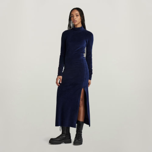 Velvet Slit Dress - Dark blue - Women, Dresses, G-Star RAW catalog