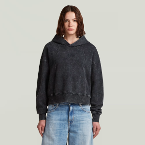 Washed A Line Script Hoodie Sweater - Black - Women, Sweatshirts-Hoodies, G-Star RAW catalog
