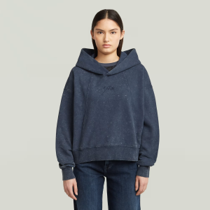Washed A-Line Script Hoodie Sweater - Dark blue - Women, Sweatshirts-Hoodies, G-Star RAW catalog