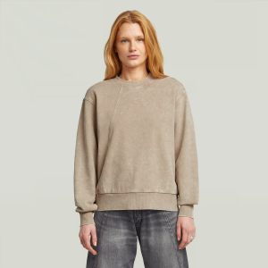Washed A Line Script Sweater - Beige - Women, Sweatshirts-Hoodies, G-Star RAW catalog
