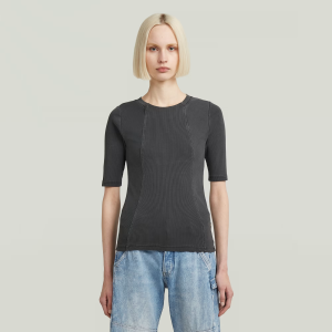 Washed A-Line Slim Rib T-Shirt - Black - Women, T-Shirts, G-Star RAW catalog