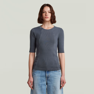 Washed A-Line Slim Rib T-Shirt - Dark blue - Women, T-Shirts, G-Star RAW catalog