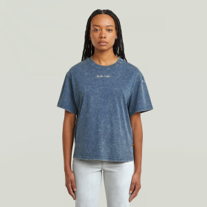 Washed G-Script T-Shirt - Medium blue - Women, T-Shirts, G-Star RAW catalog