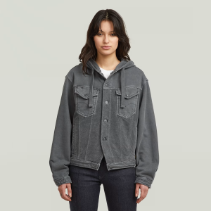 Washed Hoodie Sweater Jacket - Grey - Women, Sweatshirts-Hoodies, G-Star RAW catalog
