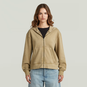 Washed Hoodie Zip Relaxed Sweater - Beige - Women, Sweatshirts-Hoodies, G-Star RAW catalog