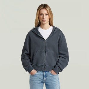 Washed Hoodie Zip Relaxed Sweater - Dark blue - Women, Sweatshirts-Hoodies, G-Star RAW catalog