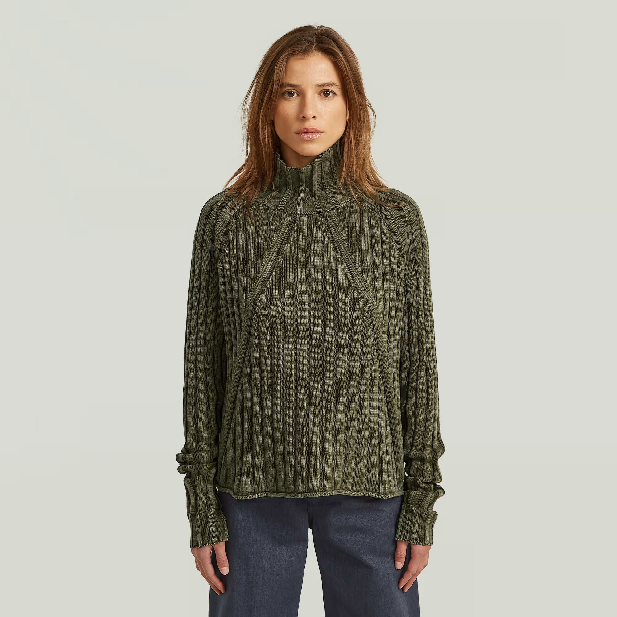 Washed Loose Turtle Knit - Green - Women, Knitwear, G-Star RAW catalog
