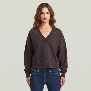 Washed Loose V Sweater - Brown - Women, Sweatshirts-Hoodies, G-Star RAW catalog