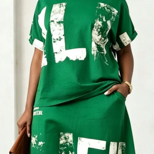 Casual Text Letters Crew Neck T-shirt, Tees, color:As Picture|size:XXL, Stylewe