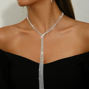 Elegant Plain Necklace And Earring Set, Necklaces, color:Silver|size:One-size, Stylewe