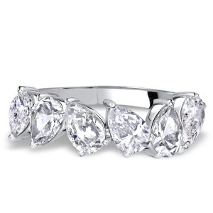 classic band - Italo 3 Prong Pear Cut Half Eternity Wedding Band For Women, Italo jewelry - Online Catalog