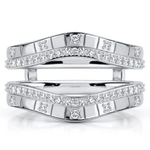 anniversary band - Italo White Sapphire Round Cut Ring Guard Enhancer Wedding Band For Women, Italo jewelry - Online Catalog