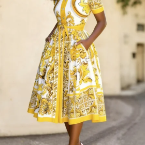 Plus Size Regular Fit Shirt Collar Urban Dress With Belt, Plus Dresses, color:As Picture|size:4X, Stylewe