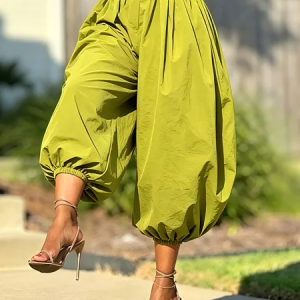 Urban Solid Relaxed Cropped Ankle Pants, Pants, color:As Picture|size:XXL, Stylewe