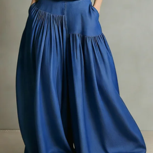 Soft Tencel Denim Plain Loose Ruched Casual Jeans, Jeans, color:Blue|size:XXL, Stylewe