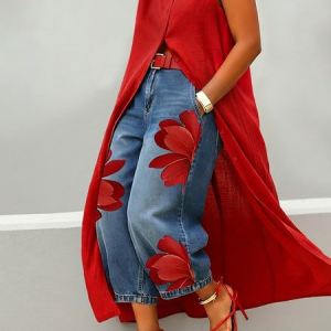 Cotton Casual Plain Buttoned Shirt Collar Shirt, Blouses and Shirts, color:Red|size:XXL, Stylewe