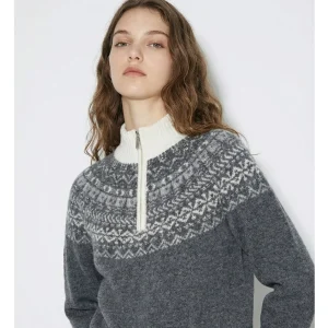Fell Island 00 Pure Wool Zipper Knitted Sweater Women's Spring Autumn Vintage Nordic Sle Old Money Sle Embroidered Overh... - AliExpress Sweaters&Jumpers