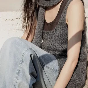 ForloveNancy Korean Sle Knitted Vest Women's Slim Fit U-Ne Mid-Length Vest Spring Summer Faion Soft Pure Color Sweater - AliExpress Sweaters&Jumpers