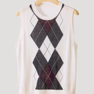 YanZhou Woolen Knitted Vest Women's round Ne Svel Thin Diamond Pattern College Sle Soft Warm Breathable Casual Top - AliExpress Sweaters&Jumpers