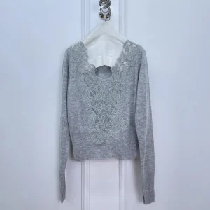 3-Color Women Lace Embroidery Sweater Hollow Out V-Neck Long Sleeve Elegant Slim Knitted Pullover sweater - AliExpress Sweaters&Jumpers
