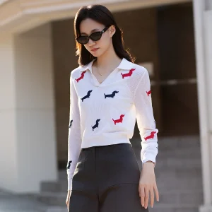 TC895 High quality trendy polo shirt with puppy pattern 30% silk 70% Merino wool - AliExpress Sweaters&Jumpers