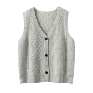 ADDONEE Autumn Winter Women's V-neck Waistcoat 100% Cashmere Knitted Sleeveless Cardigan Sweater Female Basic Casual Clothing - AliExpress Sweaters&Jumpers