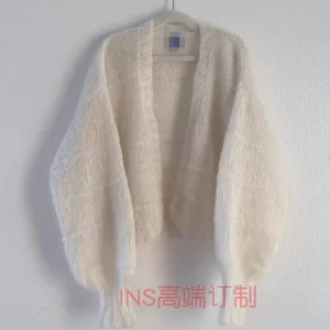Mingyuan style early spring new milk white mohair sweater lazy loose versatile soft glutinous cardigan mesh red knitted sweater - AliExpress Sweaters&Jumpers