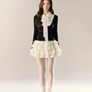 Autumnal Knitted Set with Skirt Half-length Declaration of Love Outfit Casual Style Long Sleeve Fiber Blend Girls Wear - AliExpress Sweaters&Jumpers